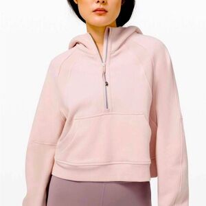 Excellent Condition! Lululemon Oversized Cropped Half-Zip Hoodie Light Pink